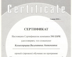 Клиника профессиональной стоматологии «Мегастом» в Благовещенске (сертификат)